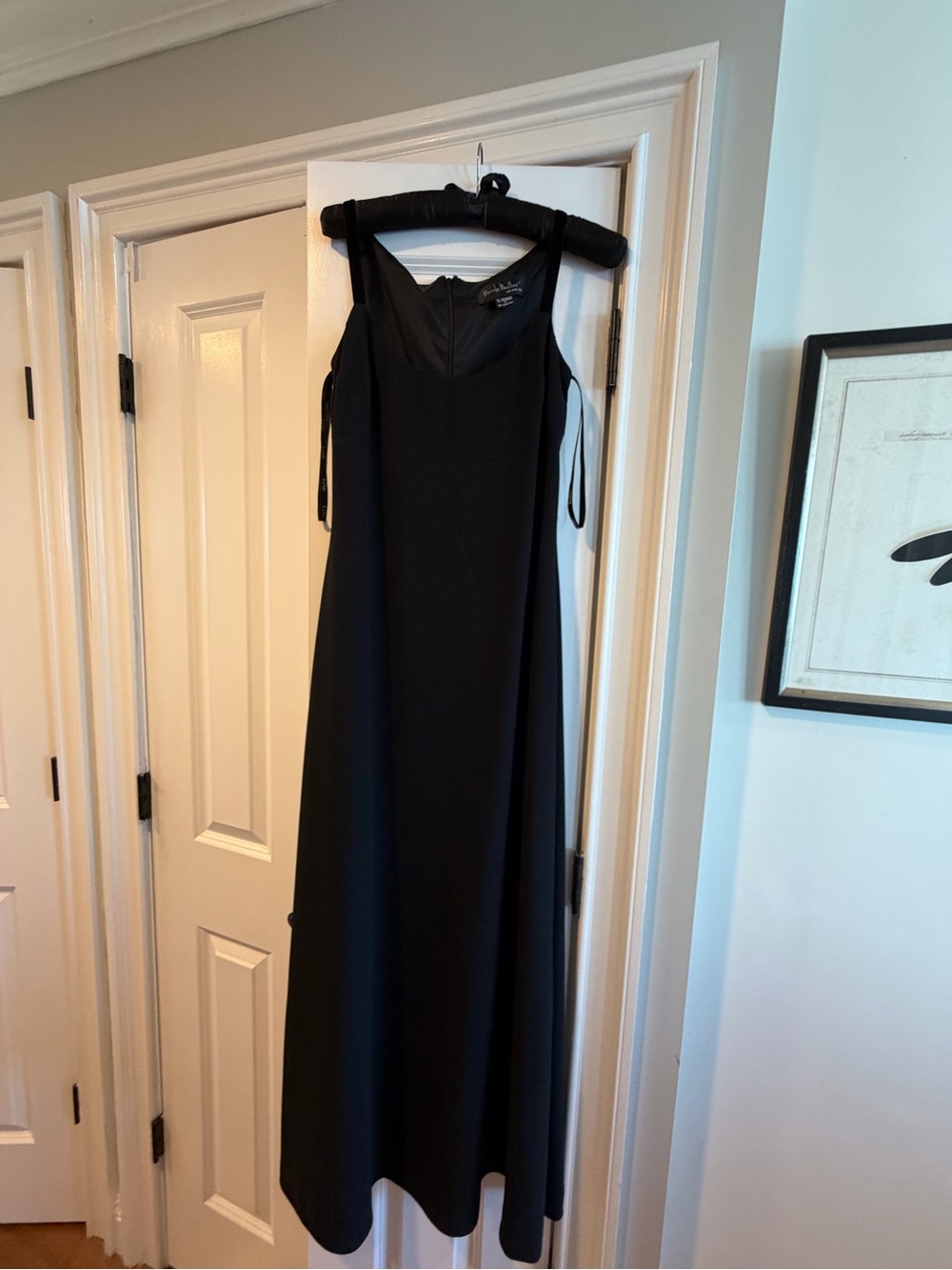 Nicole Miller Black Women's Maxi Dress with velvet straps 1996